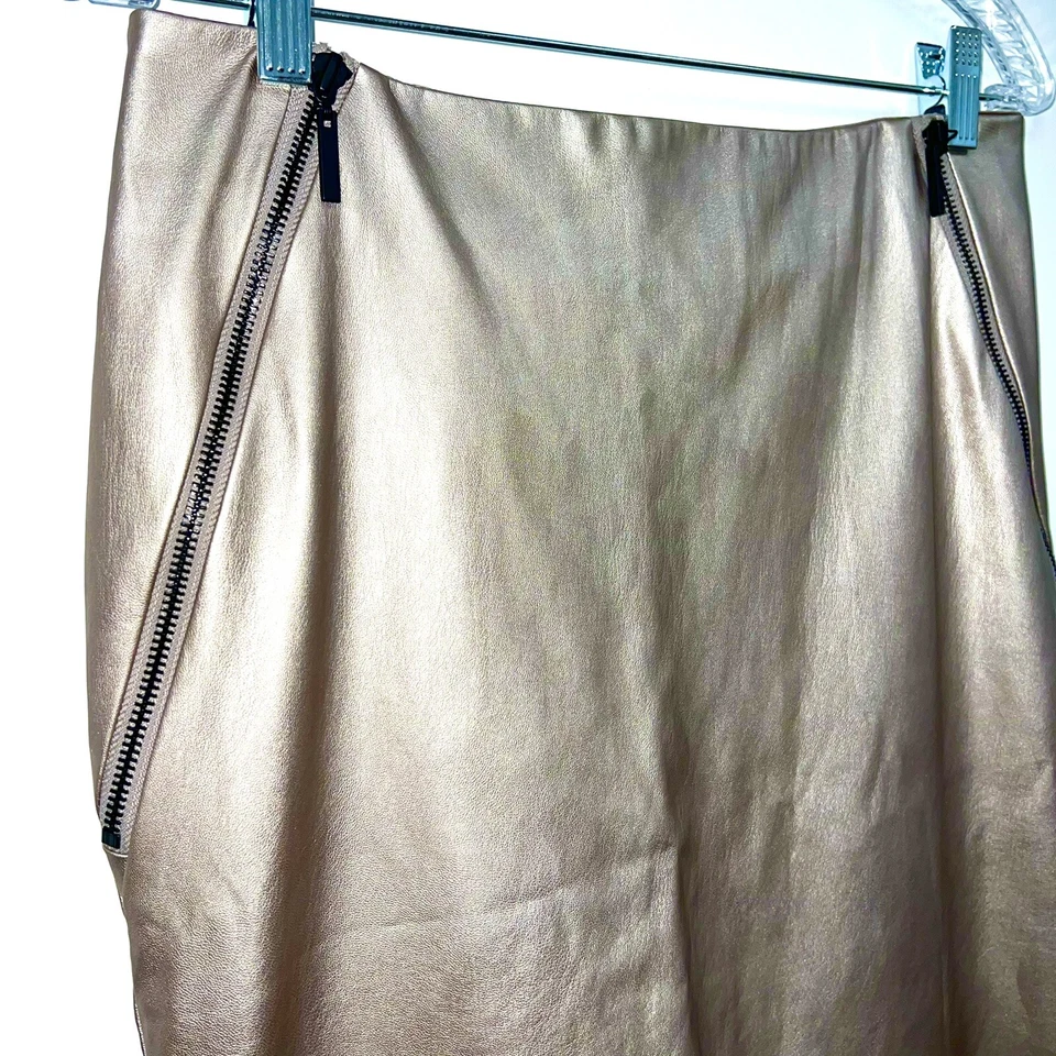 Falda lápiz sintética G.I.L.I Got It Love It talla 4 champán metálica hasta la rodilla Foto 2 de 4