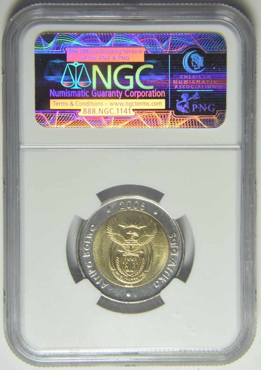 NGC MS65 2008 南アフリカ マンデラ生誕90年 5ランド バイメタル 2008 South Africa 5 Rand Nelson Mandela's 90th Birthday Coin