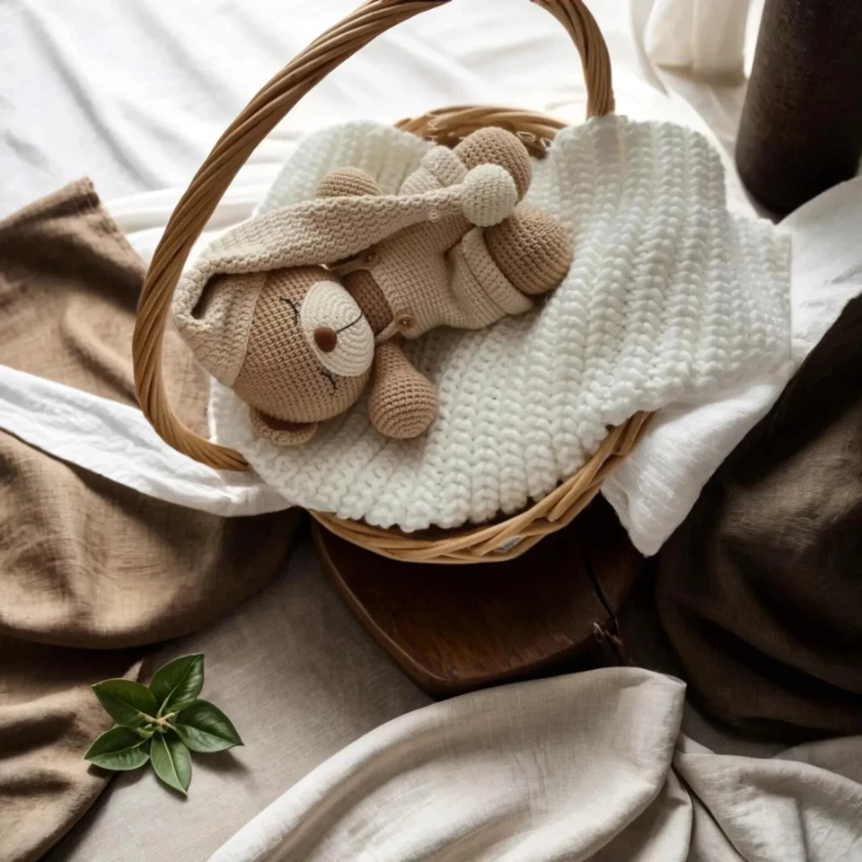 Sleeping Crochet Teddy Bear | Amigurumi Baby Toy | Gift for Newborn 20cm - Image 3 of 4