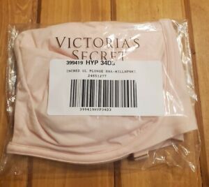 VS VICTORIA/'S SECRET MILLENNIAL PINK LOGO INCREDIBLE UNLINED PLUNGE BRA