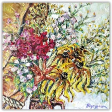 Original Oil Painting Floral Wall Art Wildflower Bouquet Canvas Artwork Decor