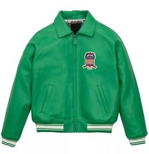 Men's Avirex Green Bomber Jacket – Authentic Flight Style, Genuine Leather