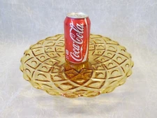 Viking Art Glass AMBER YESTERYEAR Pattern Compote Pedestal CAKE STAND 12" wide