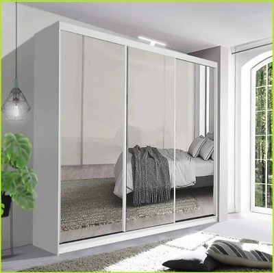 RAC3 Modern Full Mirror Sliding Door Wardrobe with LED Light