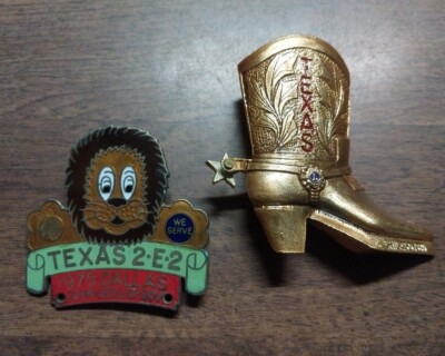 Lot Of 2-- Lions Club Texas Cowboy Boot Chicago 1980 & Texas 2E2 1975 Dallas