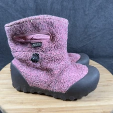 Bogs Kid's K Bmoc Pink Fleece Faux Fur Waterproof Winter Rain Boots Size US 12