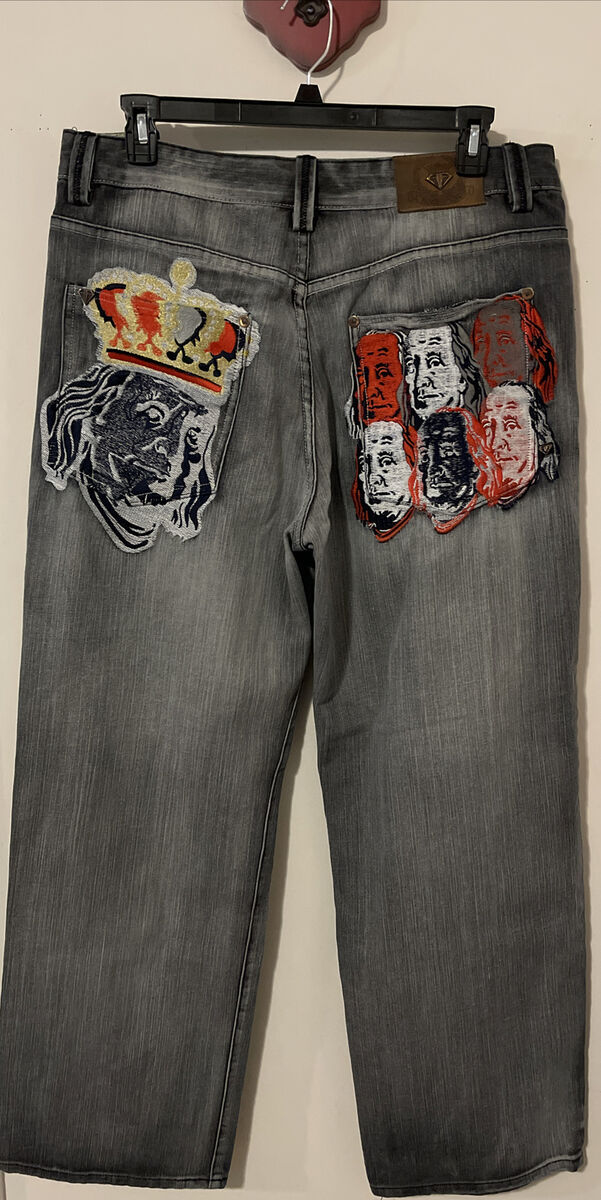 Hoodrich Mens 38x32 Black & Gray Wide-Leg Ben Franklin Denim Hoodrich Mens 38x32 Black & Gray Wide-Leg Ben Franklin Denim