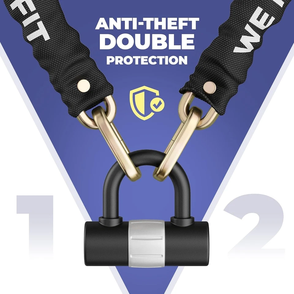 Bike Chain Lock 3foot/90cm Long Heavy Duty Chain Lock Durable 10mm Thick Chains - Image 2 of 4