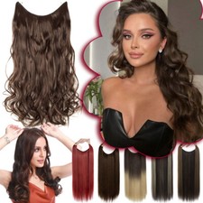 One Piece Hair Extensions Hidden Long Invisible Band Wire In Thick As Human Hair