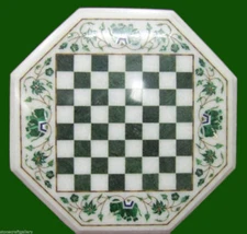 18" Marble Chess Table Top Pietra Dura Semi Precious Stone Home Furniture 