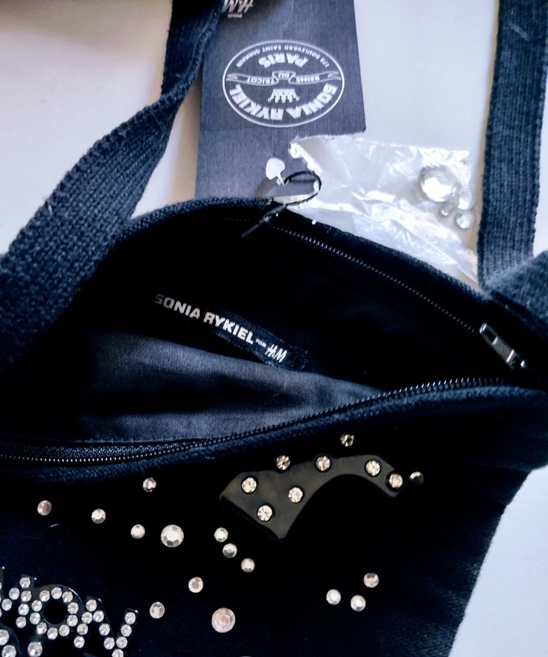 Bandolera Sonia Rykiel Paris Coleccionista Negra Tejida Estrás y Dijes Foto 2 de 4