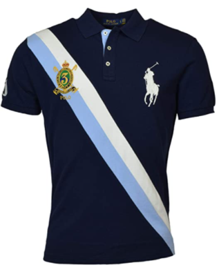 Polo Ralph Lauren Men's Navy Custom Slim Fit Banner Shirt Big Pony