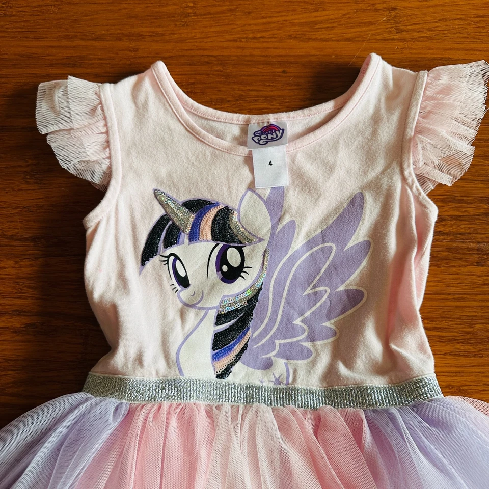 My Little Pony MLP Purple Pink Twilight Sparkle Wings Unicorn Tutu Dress 4 VGUC - Image 2 of 4