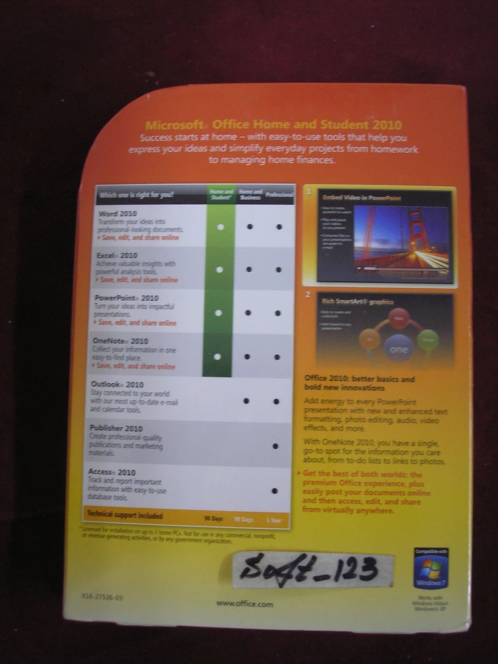 Microsoft MS Office 2010 Home and Student Family Pack For 3PCs =NEW SEALED BOX= - Image 2 of 4