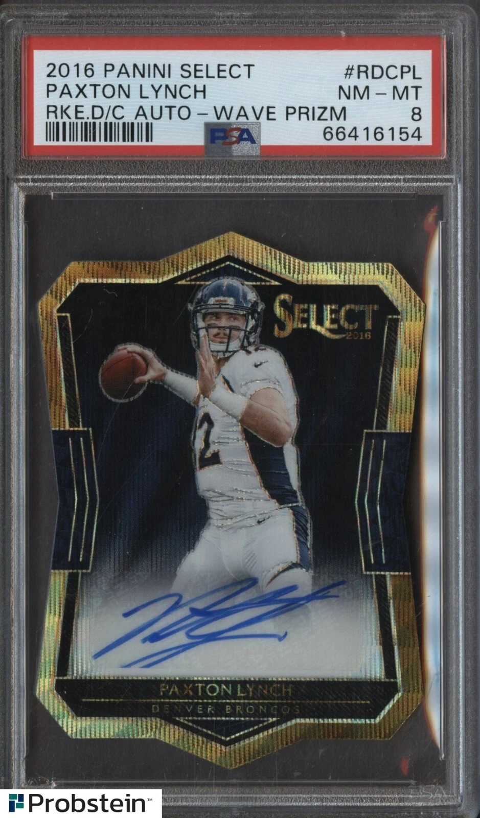 Paxton Lynch Panini Select Rookie Die-Cut Autograph #RDCPL Wave Prizm