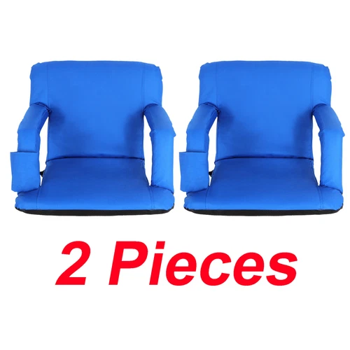 Set of 2 Portable Stadium Seat Reclining Seat Blue Bleacher Chair 5 Positions - Bild 1 von 12