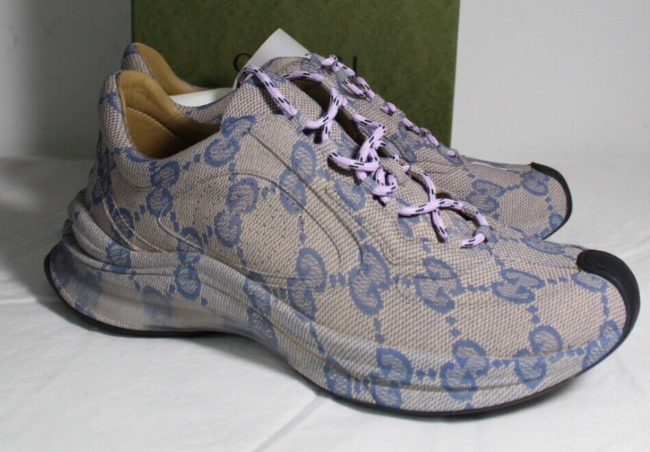 NWB Gucci Run GG Ultralight Plume Cubic Blue Sneakers Lace Up