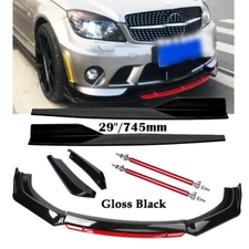 For Mercedes-Benz C W204 W205 Sport Front Bumper Lip Spoiler Splitter Rear Lip