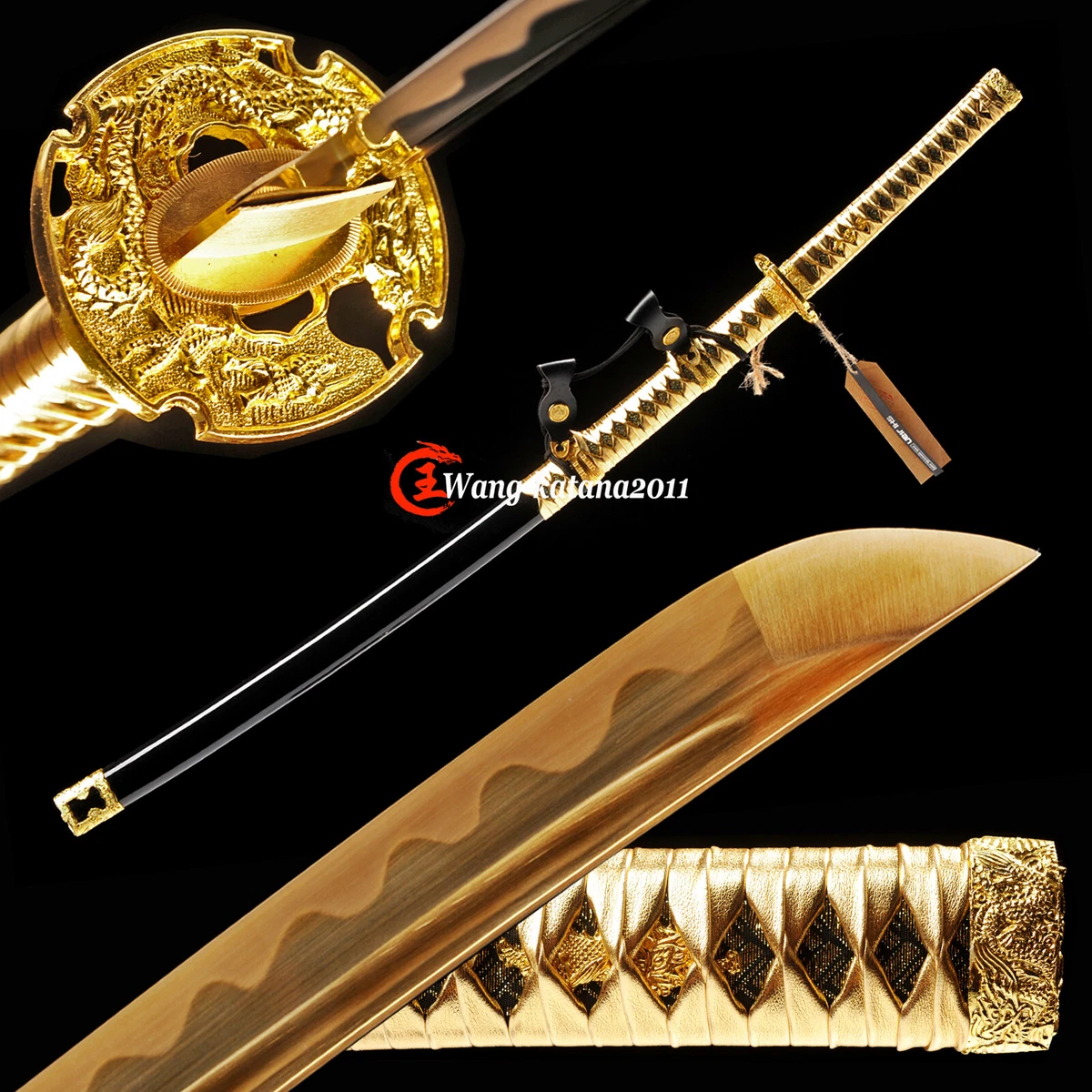 Gold Dragon Katana Tachi T10 Steel Battle Ready Japanese Samurai Sharp Sword  New | eBay