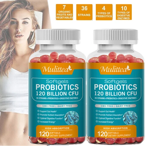 240 Pills Probiotics 120 Billion CFU Potency Digestive Enzymes Immune Health
