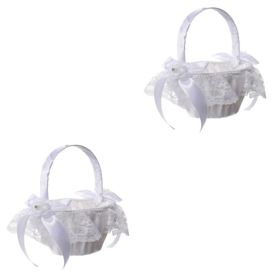  Set of 2 Blumenkorb Mit Schleife Braut Blumenhalter Speicherbehälter