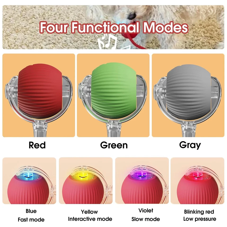 Automatic Rolling Ball Smart Cat Dog Toy Electric Pet Self-moving Kitten lot - Image 3 of 4