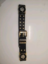 Gianni Versace Leather Belt Studs Medusa Gold Size 70/28 Black 90's Vintage 