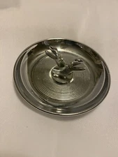 Vintage Art Deco Chrome Pincherette Hippo Ashtray Diecasters Inc. Made In USA