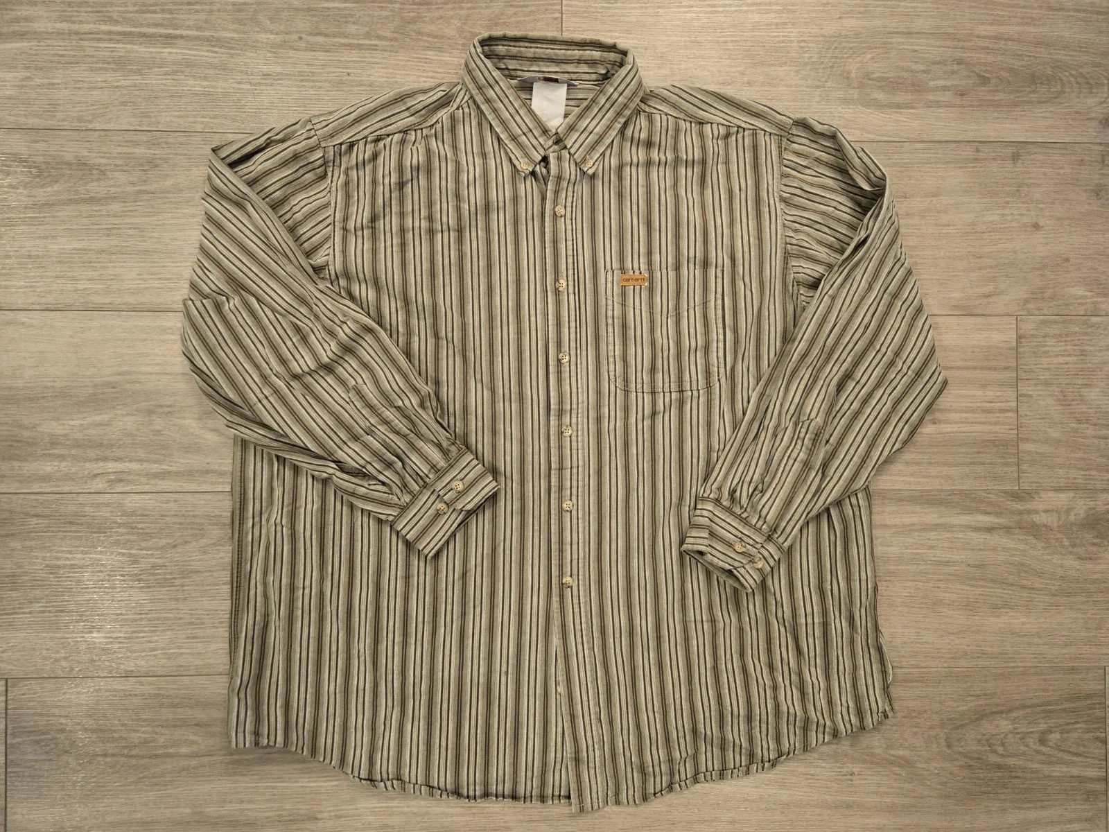 VTG Carhartt Rugged Outdoor Wear Flannel Heavyweight Shirt Striped Green 2XL USA
Opens in a new wind