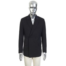 DIOR 2700 Officers Jacket In Black Virgin Wool With Embroidered Stars On Collar