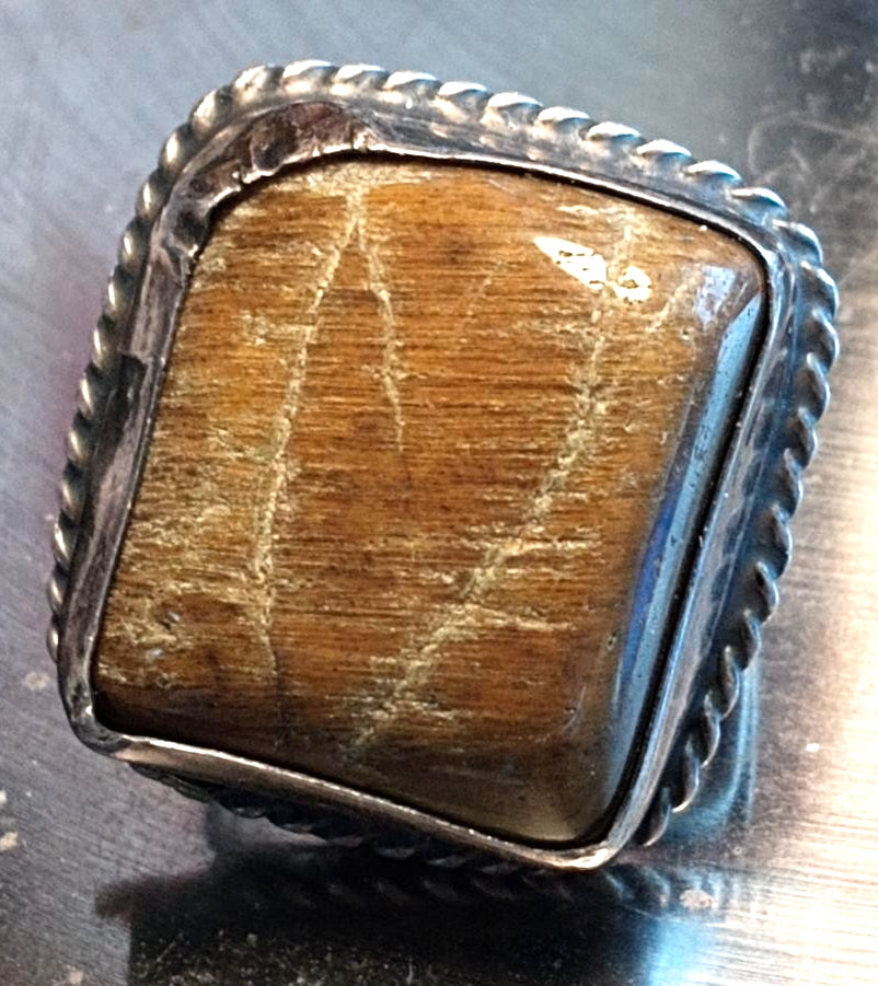 Vintage Artisan Agate Statement Ring Large Banded… - image 3