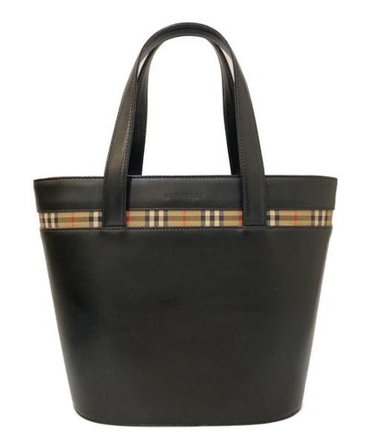 BURBERRY                    Shadow Horse Lining Nova Check Leather Handbag black