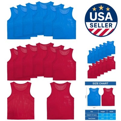 Youth & Adult Scrimmage Vests - 12/24 Pack Essential for Team Training and Games