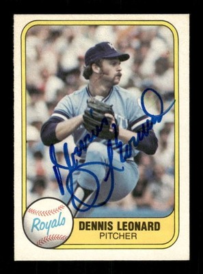1981 Fleer  #42 Dennis Leonard  signed autograph  crisp blue sharpie EAA1 BXCP71