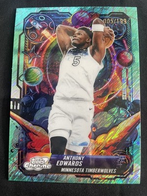 2026 Topps Cosmic Chrome Anthony Edwards Aqua 005/199 Jersey Numbered Match #