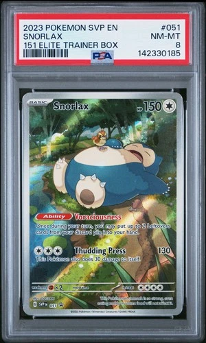 2023 POKEMON SVP EN-SV BLACK STAR PROMO 151 ELITE TRAINER BOX #051 SNORLAX PSA 8