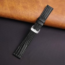 18mm Black Flat Lizard Leather Watch Band Genuine Lizard Watch Strap Men Classic