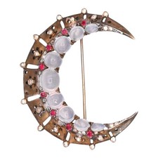 VINTAGE TRIFARI ALFRED PHILIPPE JELLY BELLY CRESCENT MOON BROOCH STERLING SILVER
