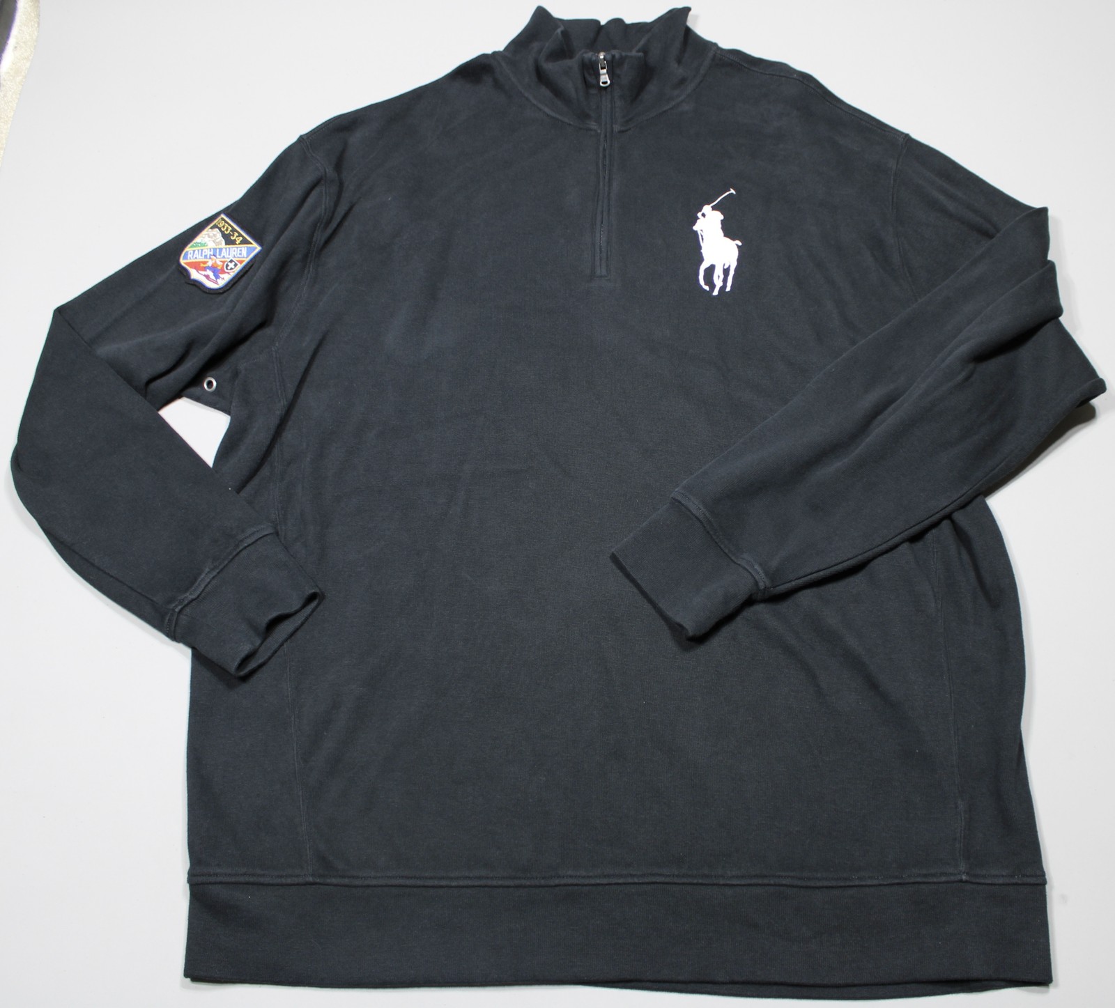 Polo Ralph Lauren Pullover Uomo 4XL Alto Nero Quarto Zip Grande Pony Patch Logo