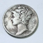 1944 Mercury Dime 10C 90% Silver Liberty Winged Cap Design #5844
