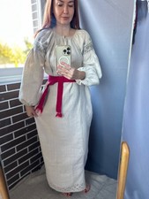 Vintage Ukrainian Hand Embroidered Wedding Shirt Natural Dye