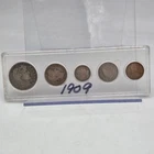 1909 Five-Coin Year Set – Barber Silver & First-Year Lincoln Cent – Pvt. holder