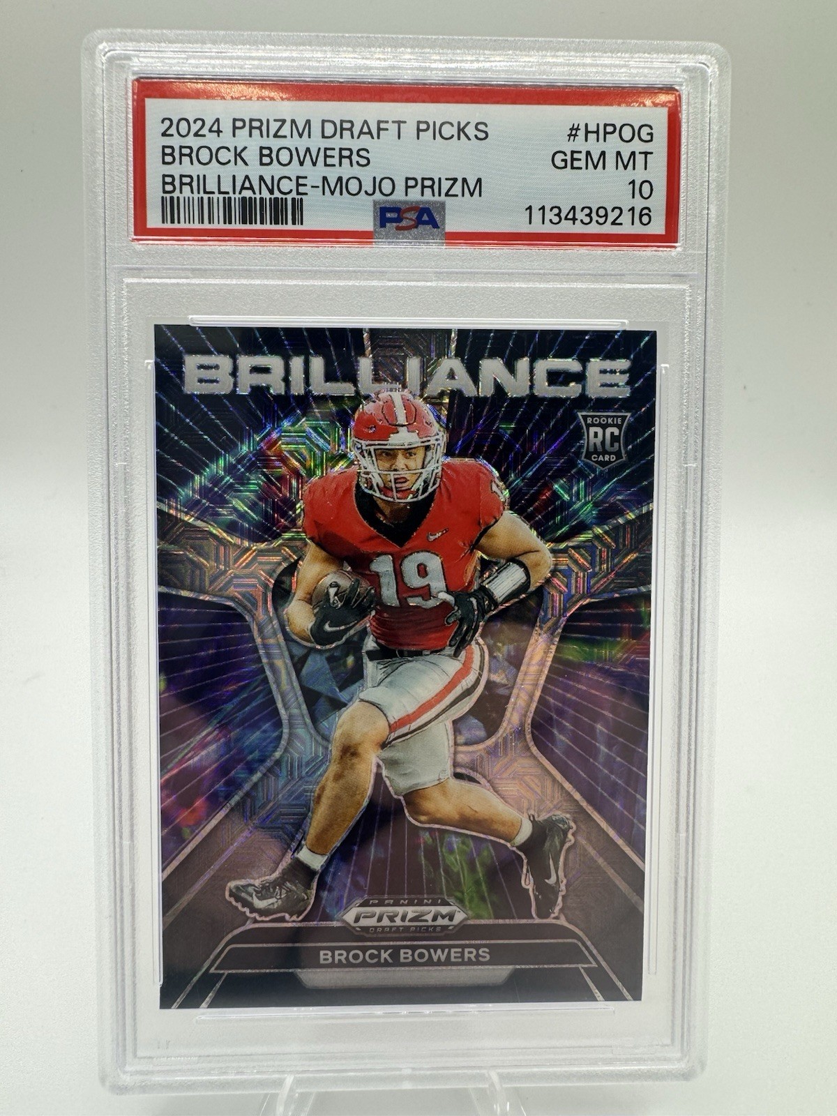 2024 Prizm Draft Brilliance Mojo Brock Bowers RC /25 SSP PSA 10 Georgia Raiders