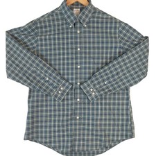 Brooks Brothers Button Down Shirt Mens Large Green Plaid Regent Fit Non-Iron