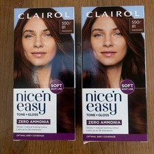 2x Clairol Nice'n Easy Hair Dye Colour 550/81 Mahogany *NEW* Tone Gloss