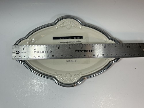 Butler's Pantry Hollowware Lenox Oval Metal Tray Ivory Porcelain Center New - Picture 7 of 9