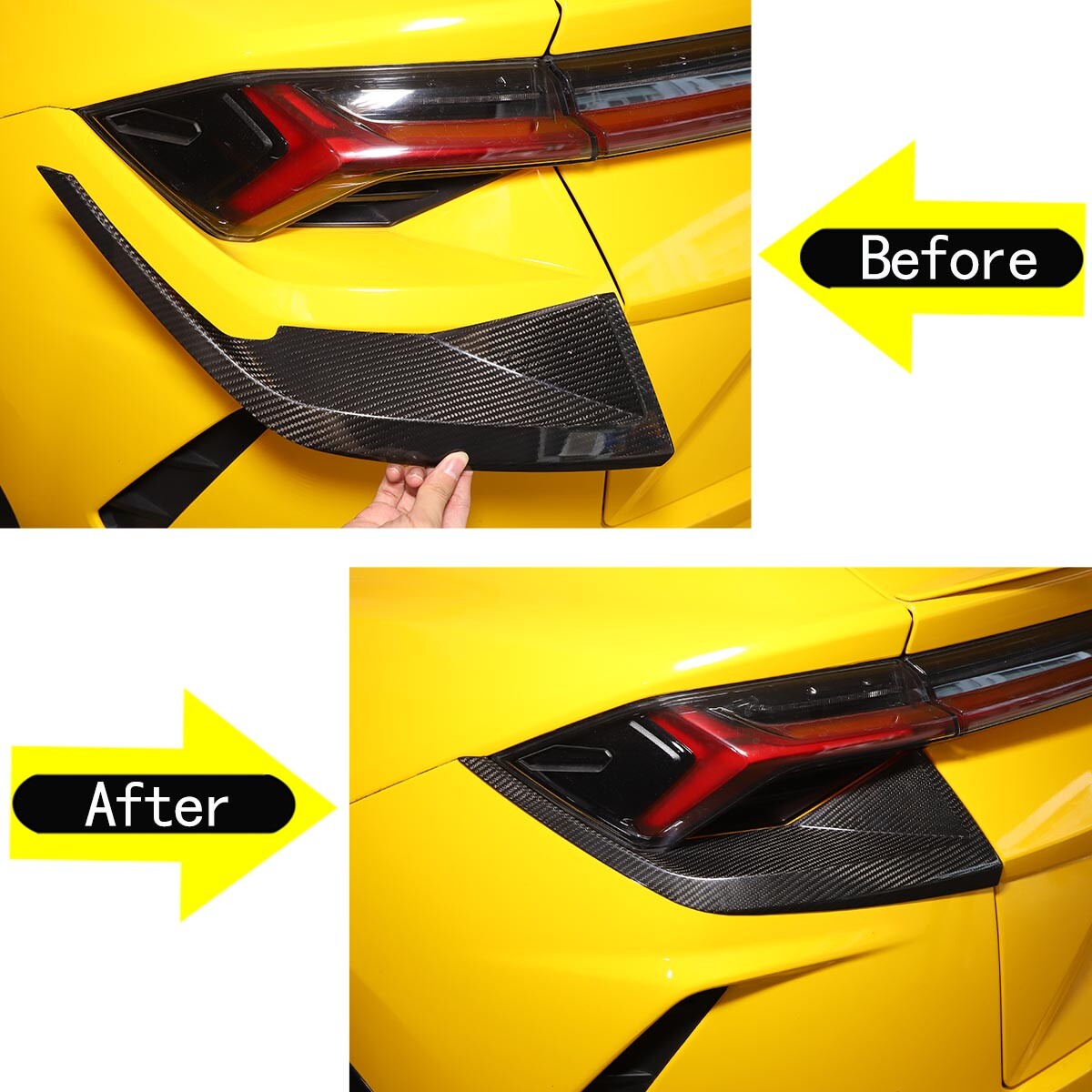 Real Carbon Fiber Rear Tail Light Lamp Cover Trim For Lamborghini URUS 18-23 US