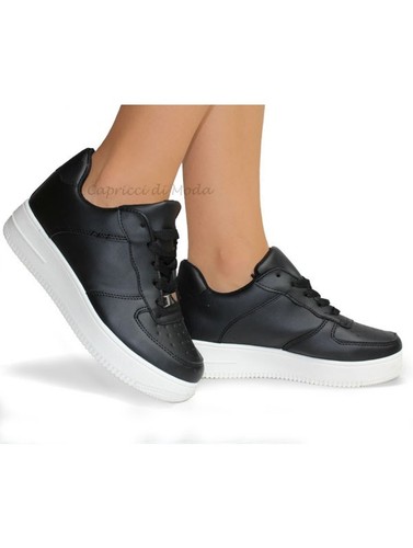 Scarpe donna sneakers ginnastica con rialzo vari numeri colore bianco o nero  | eBay