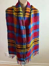 Unbranded Scarf, Plaid, Fringe, 12"/67", Multicolor