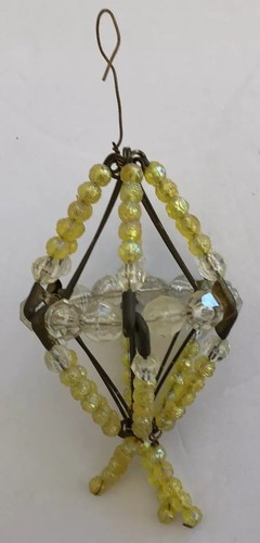 Vintage Handmade Beaded Satin Christmas Tree Ornaments Retro Lantern Bell Cross - Picture 7 of 12